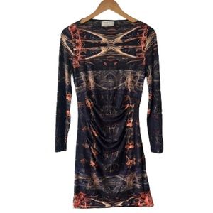 Artelier Nicole Miller Long Sleeve Patterned Dress